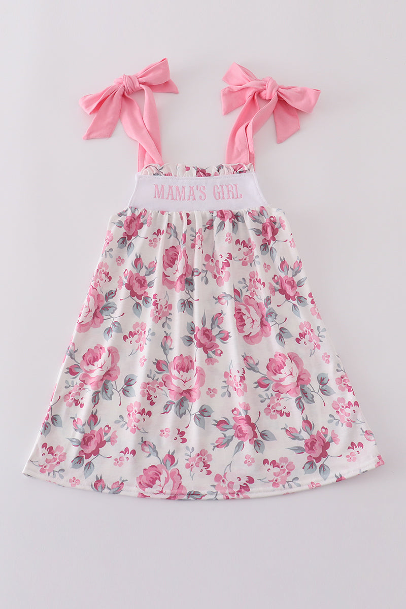Mama's Girl Embroidered Rose Girls Dress