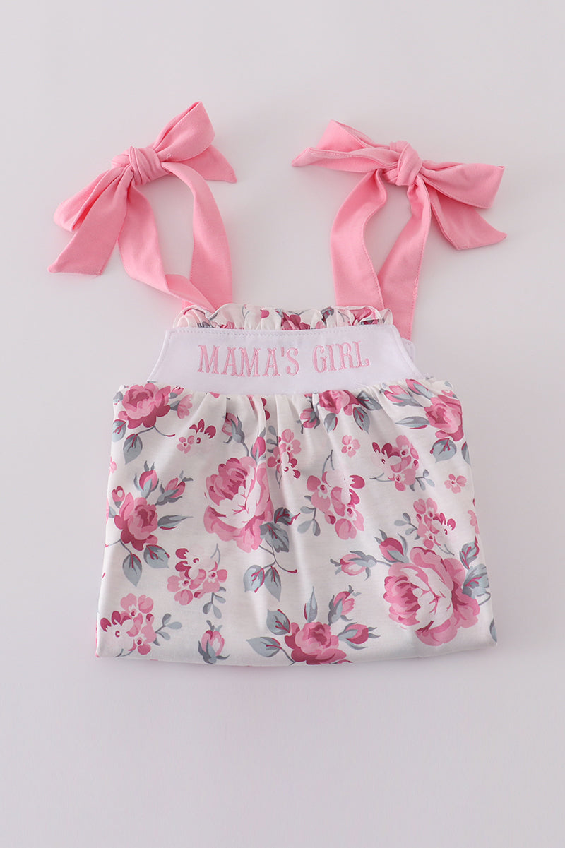 Mama's Girl Embroidered Rose Girls Dress