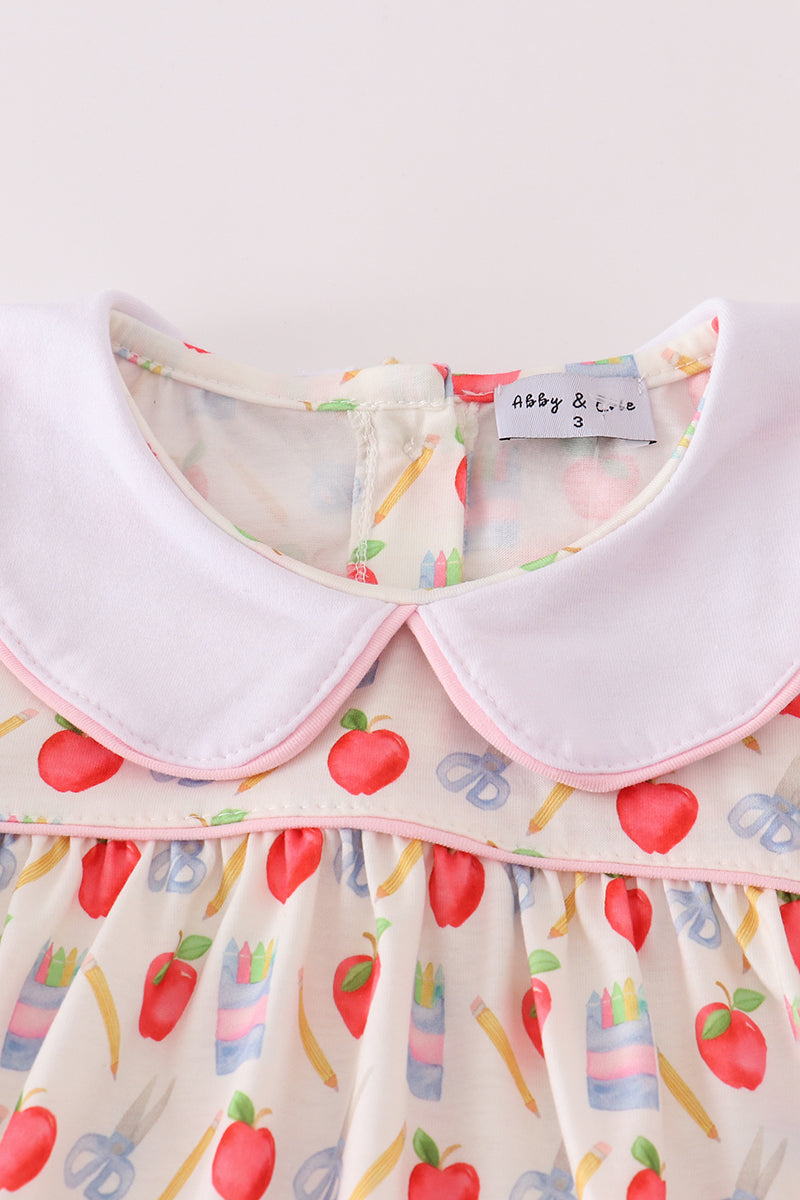 Girls Back to School Apple Print Dress