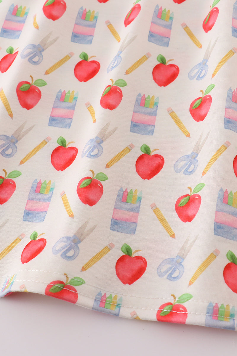 Girls Back to School Apple Print Dress