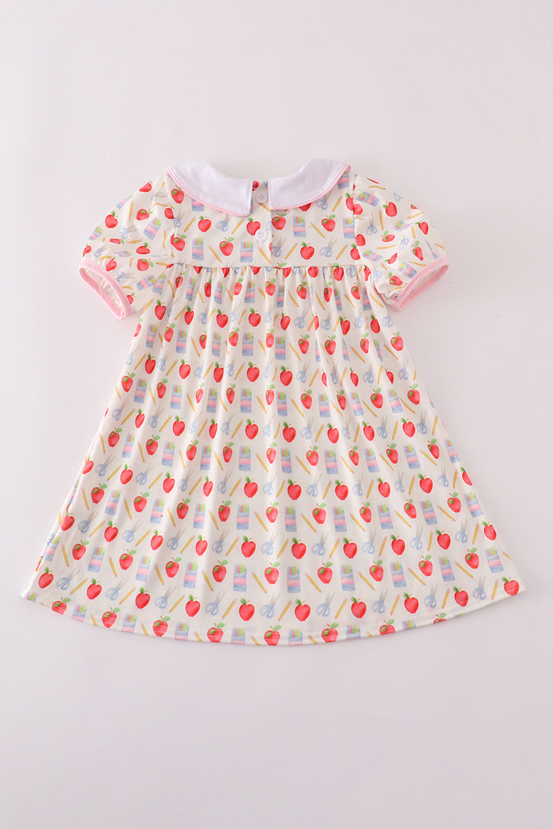 Girls Back to School Apple Print Dress