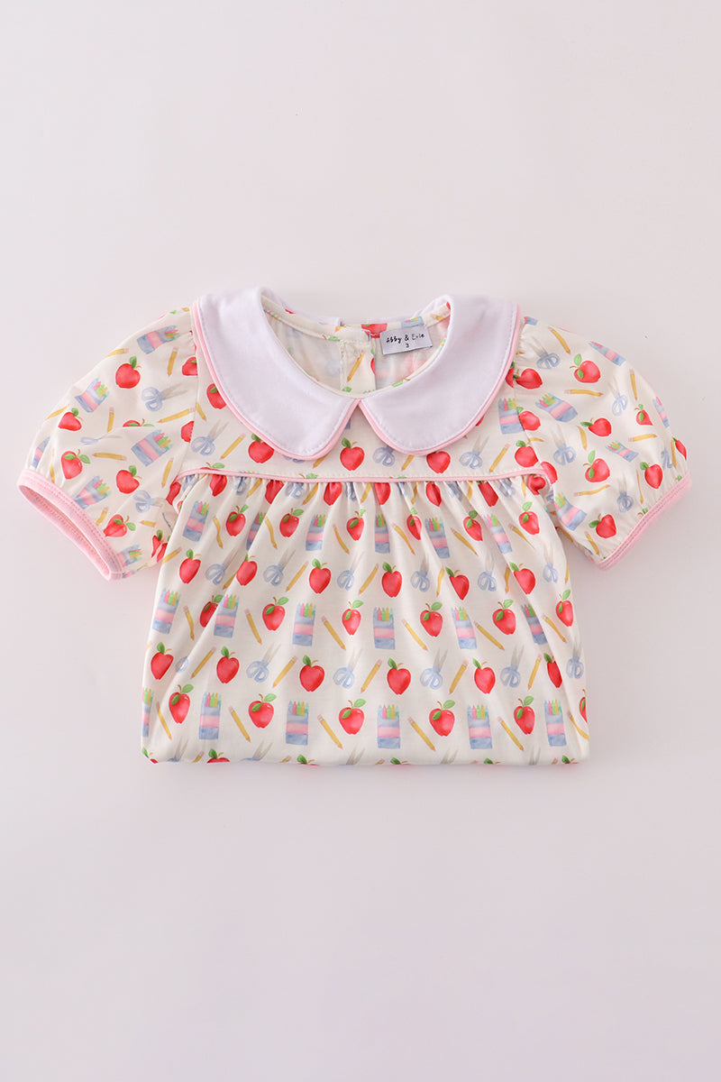 Girls Back to School Apple Print Dress