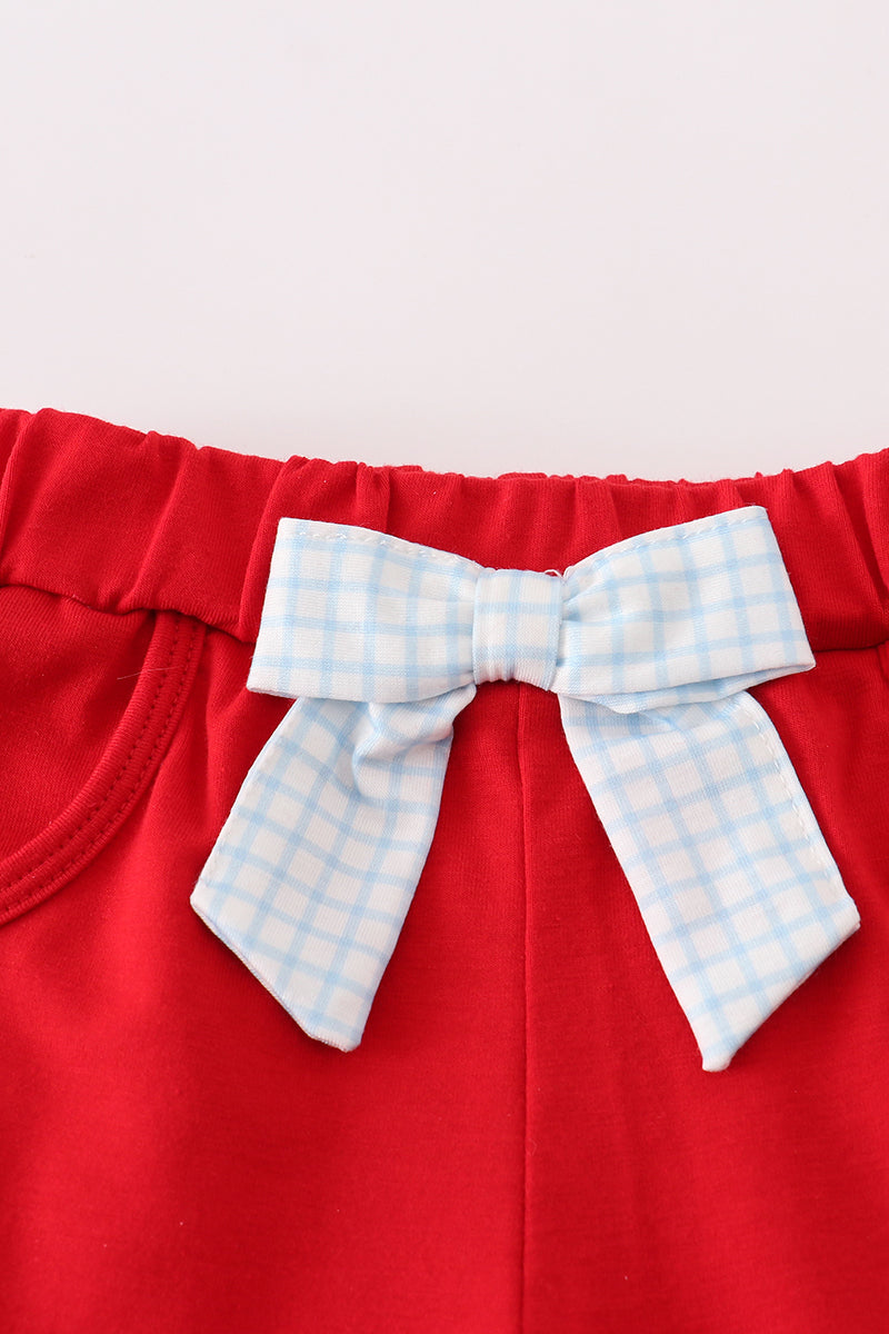 Girls Apple Applique Short Set