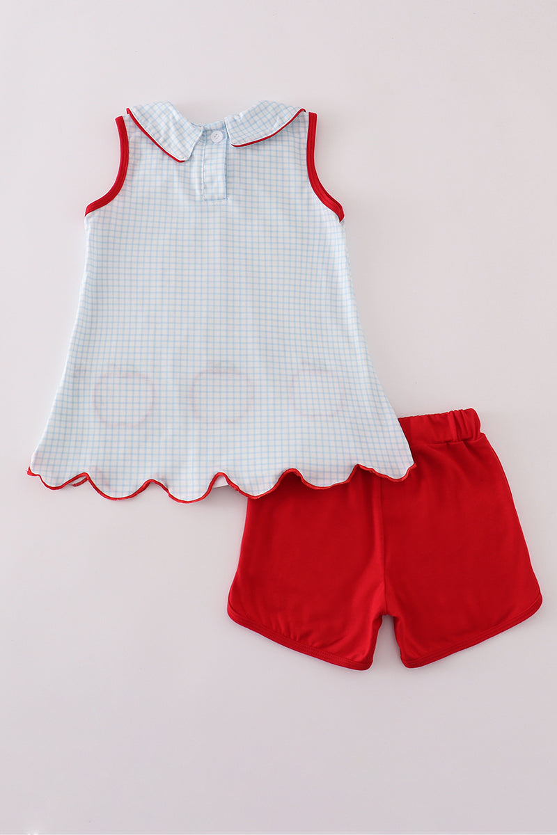 Girls Apple Applique Short Set