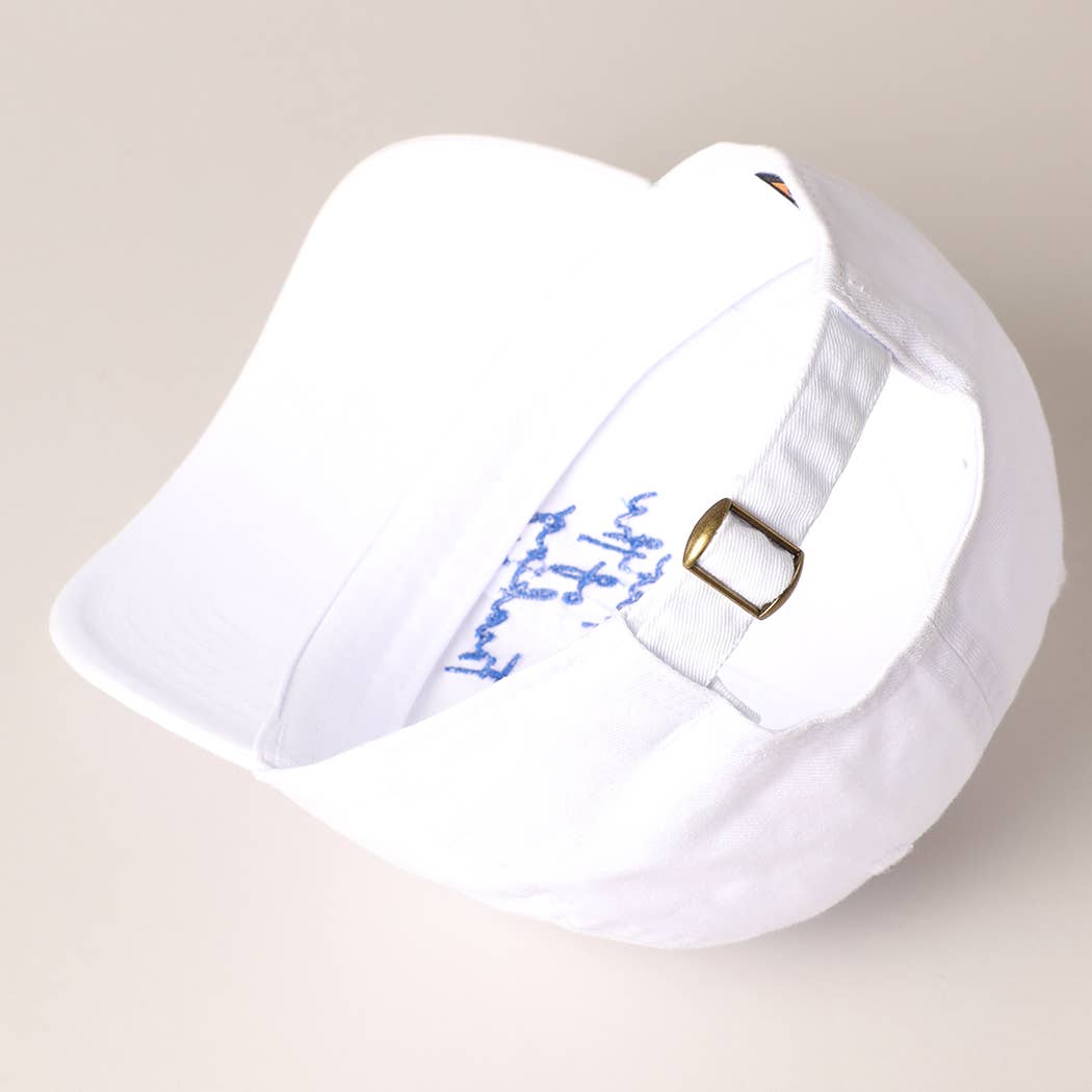 "Mother of the Freaking Year" Women's Embroidery Baseball Cap: White & Blue