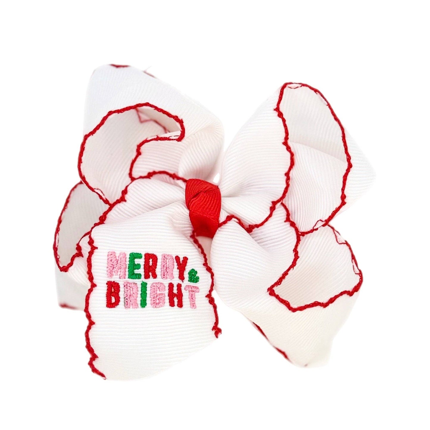 Merry & Bright Moonstitch Hair Bow: 5.5 inch