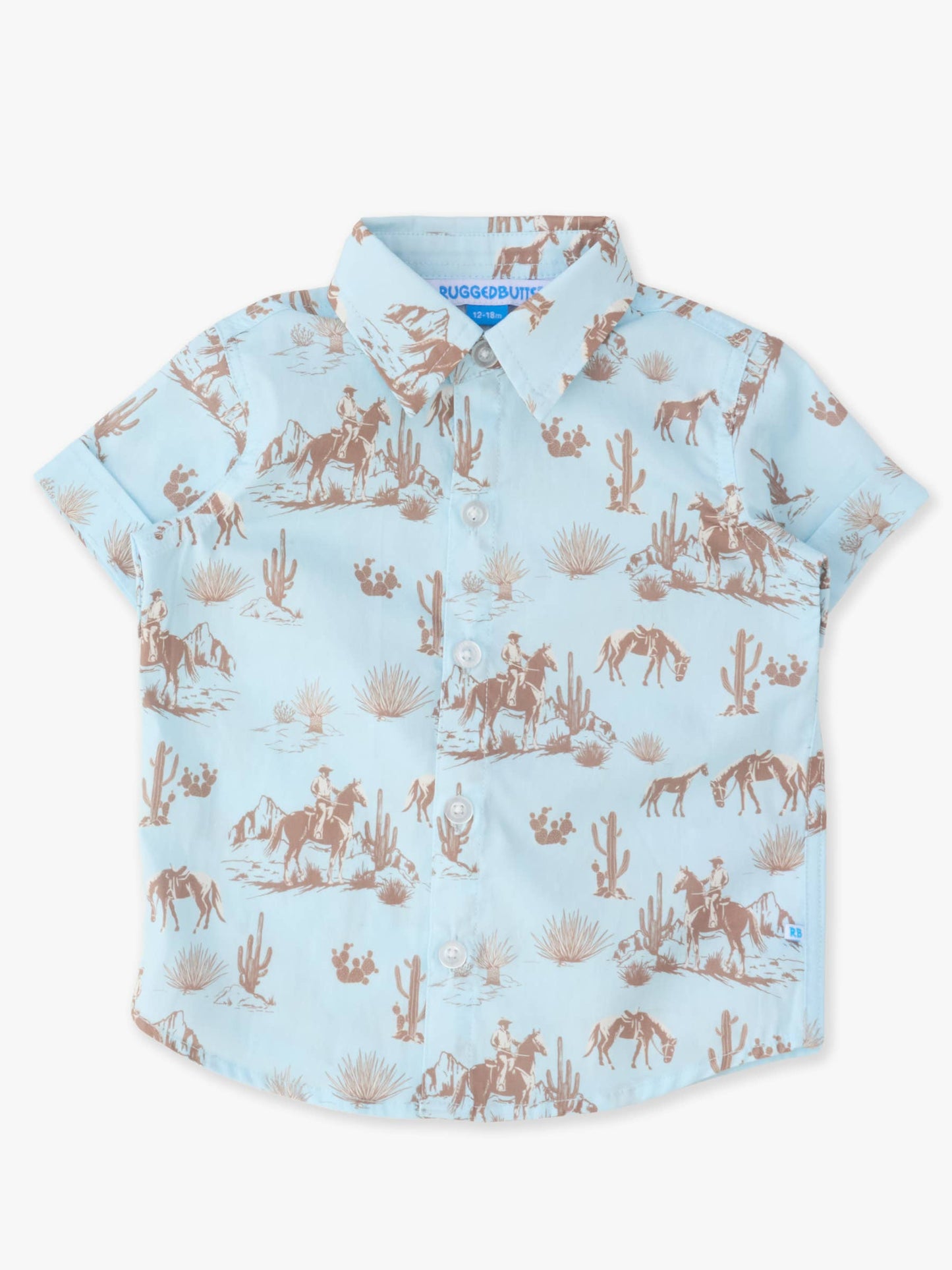 Boys Blue Western Trail Short Sleeve Button Down Shirt