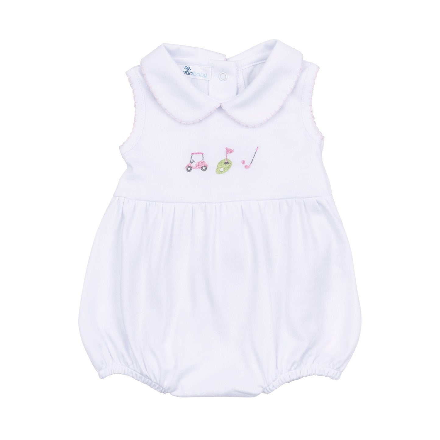 Tiny Tee Time Girls Collared Bubble Romper