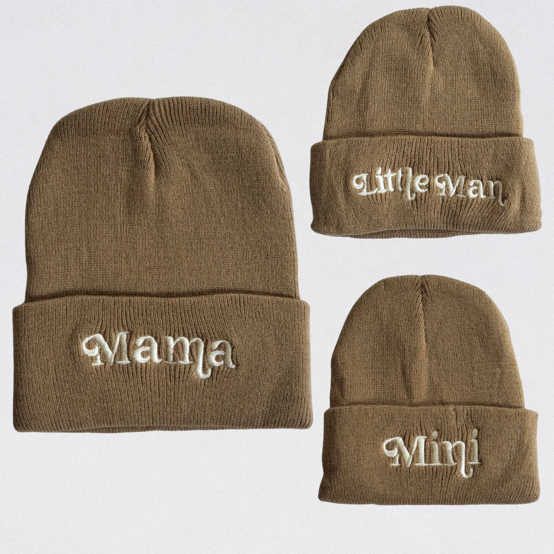 Matching Knit Hats- Mini- Tan: Toddler Size