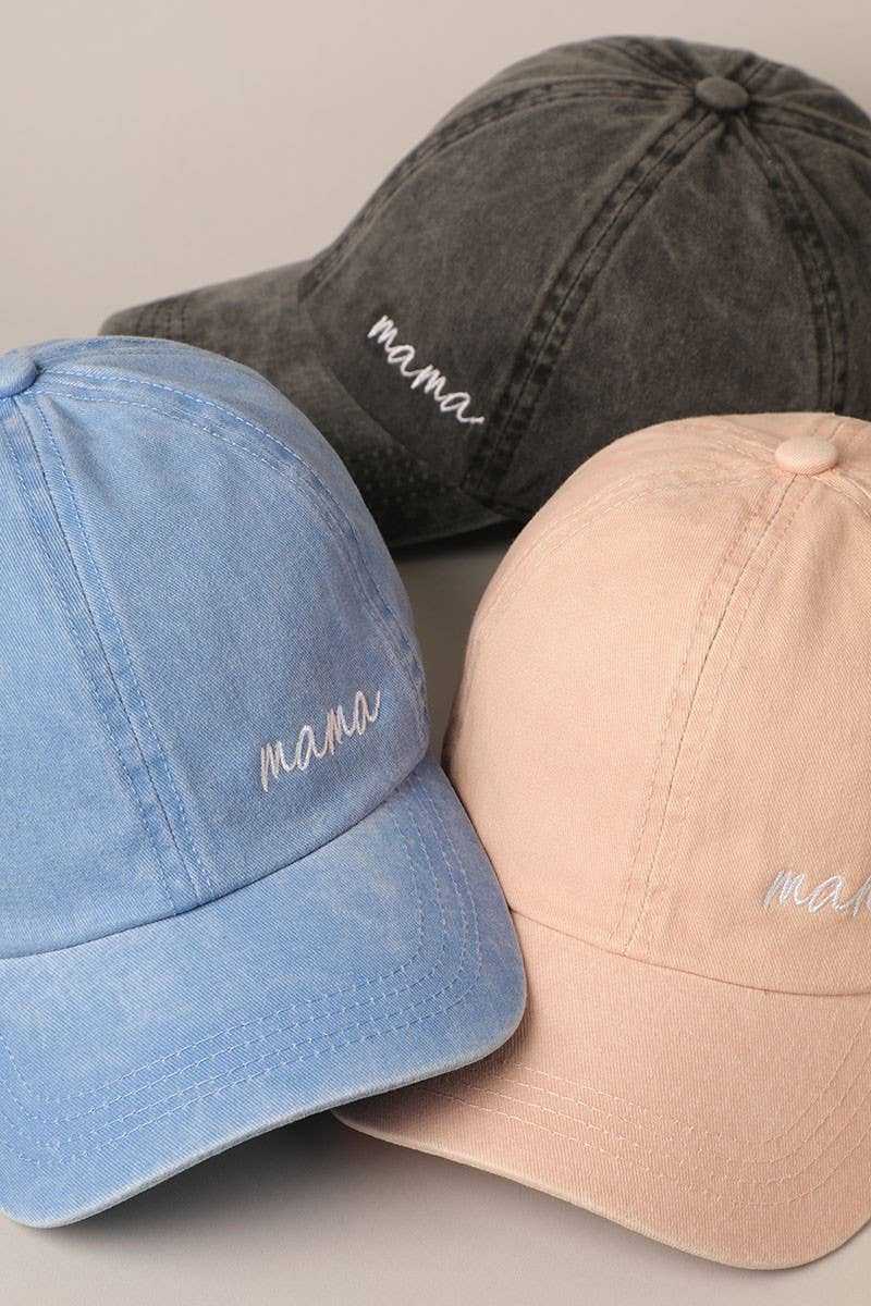 Mama Embroidered Baseball Cap in Light Blue