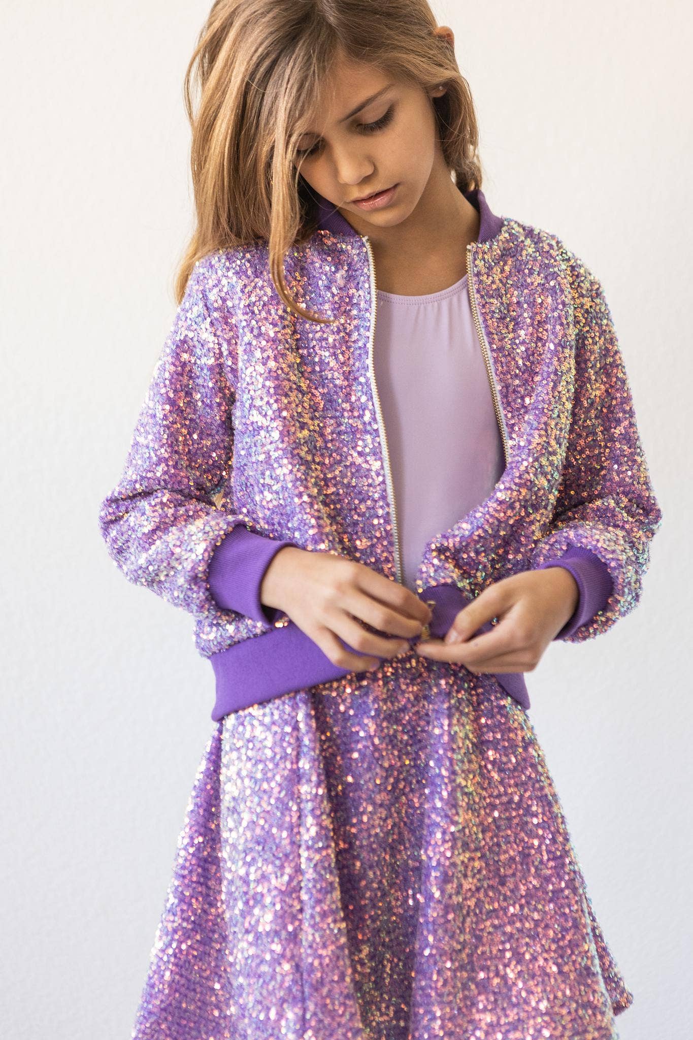 Girls Purple Sequin Jacket