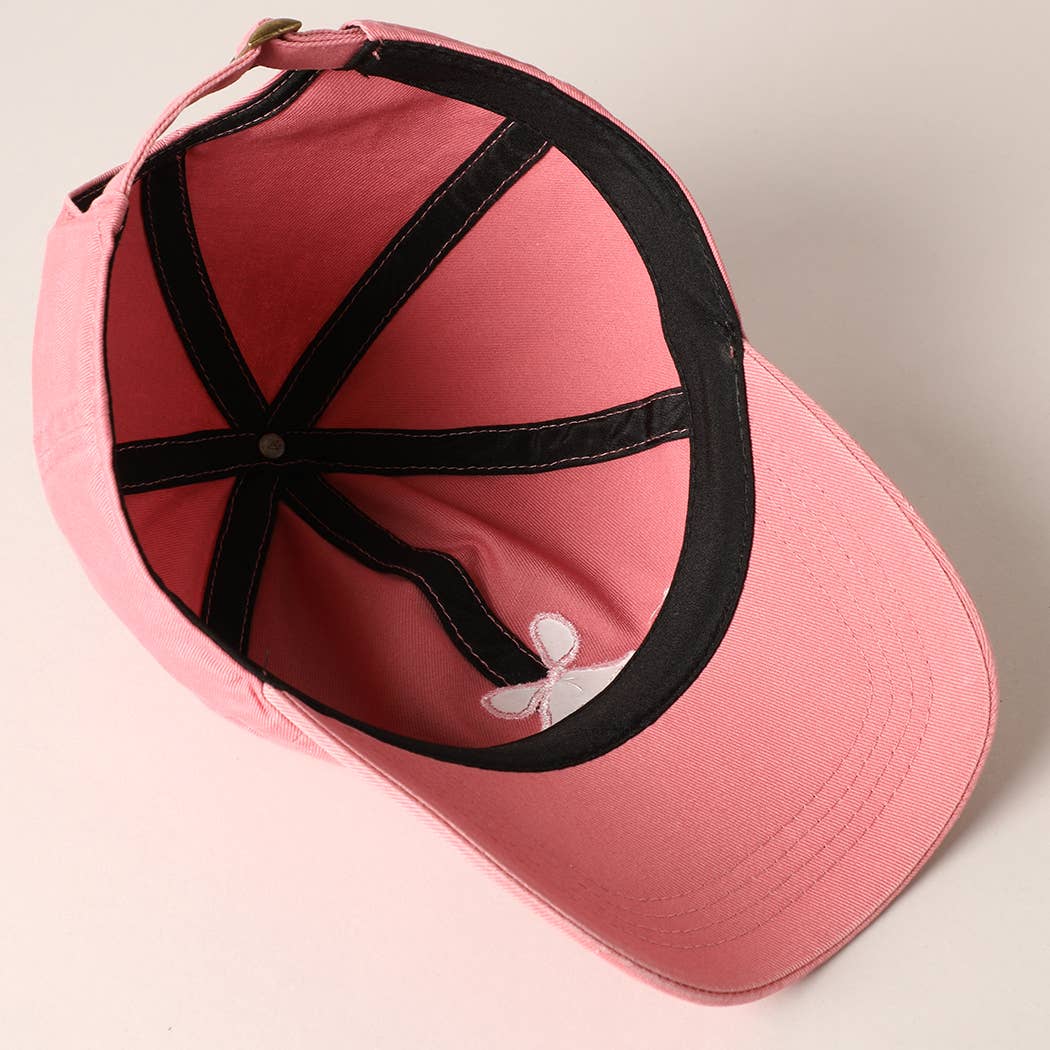 Mama Bow Embroidered Pink Baseball Cap