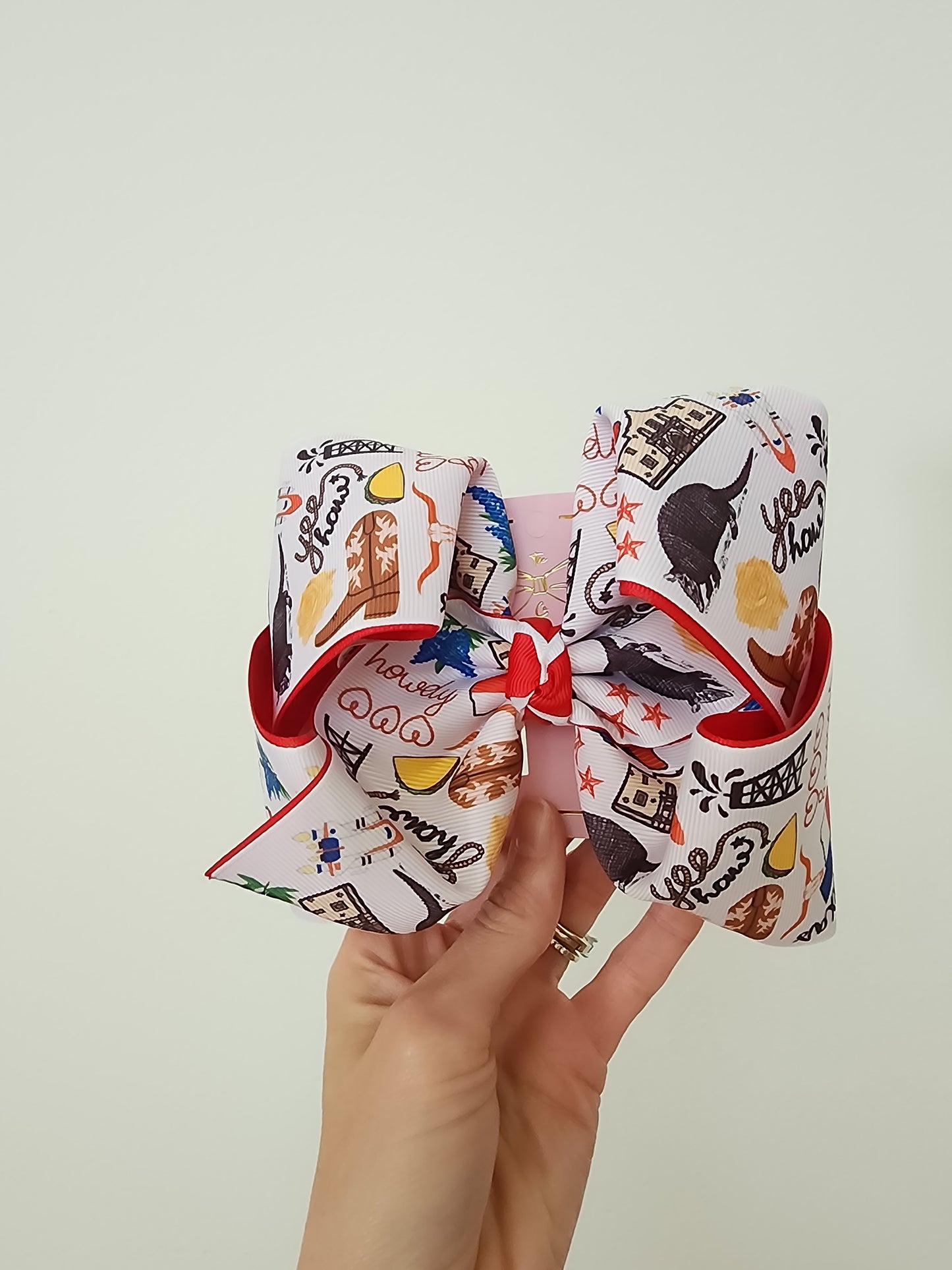 Texas Theme Printed Moonstitch Hairbow