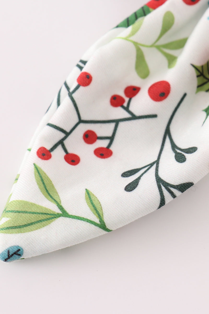 Christmas Print Girls Clip-in Hair Bow