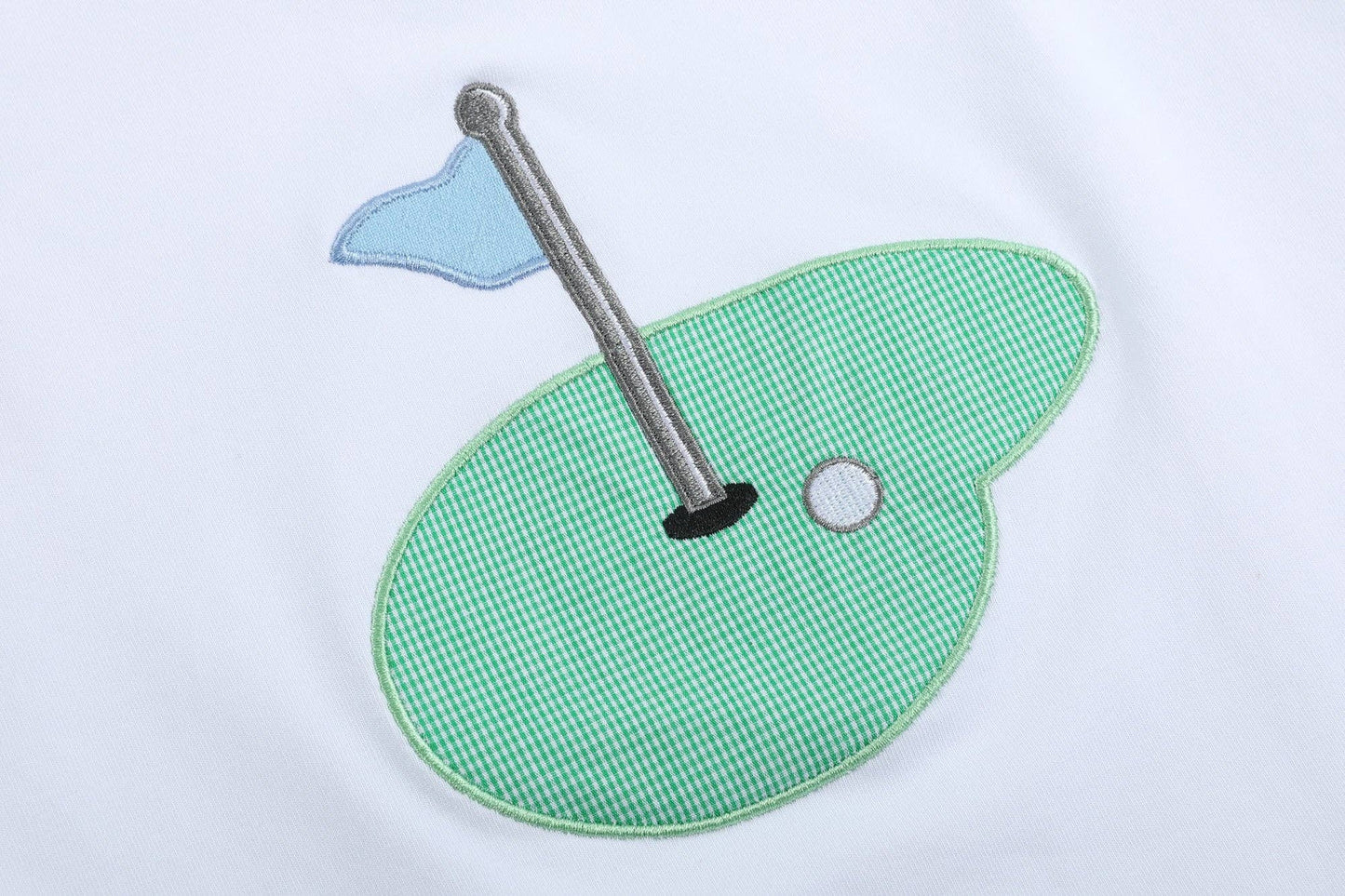 Girls Light Blue Gingham Golf Tee and Short Set