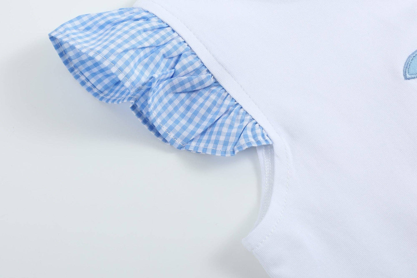Girls Light Blue Gingham Golf Tee and Short Set