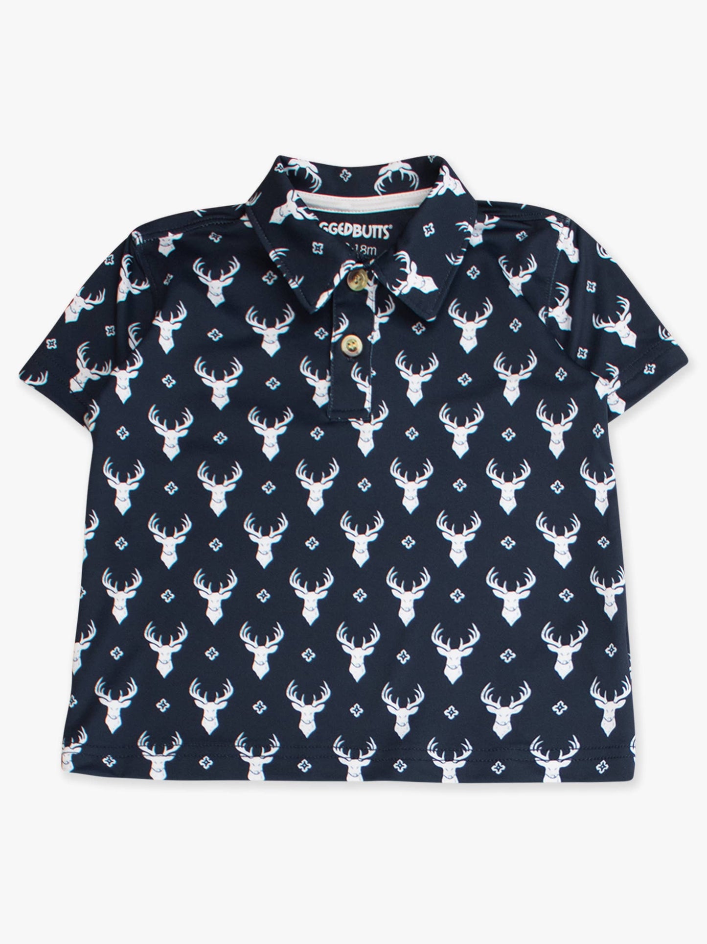 Boys Little Deer Lodge Knit Short Sleeve Navy Performance Polo
