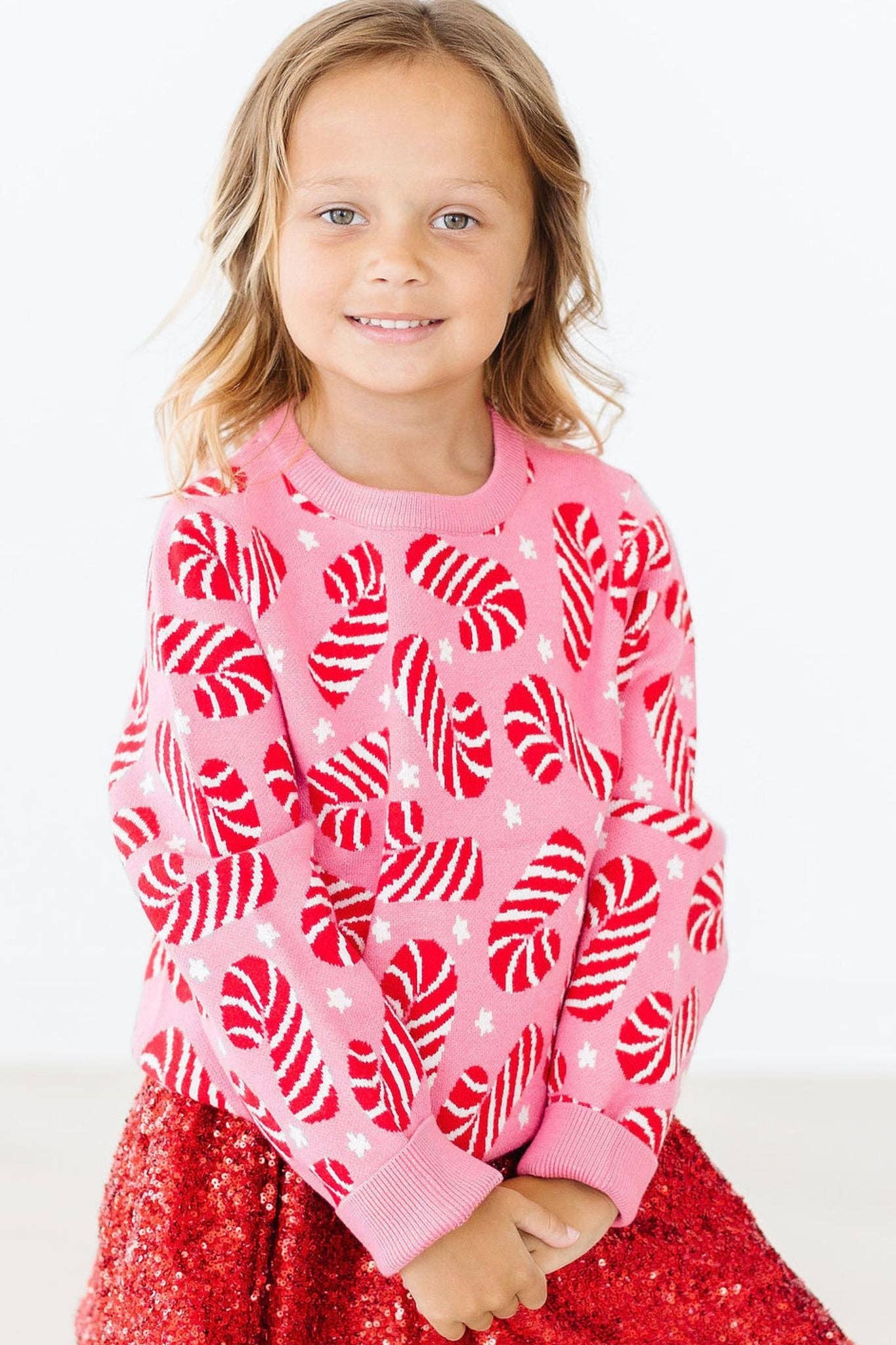 Girls Candy Canes Sweater