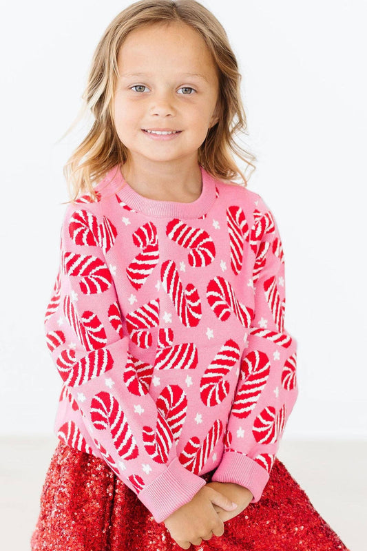 Girls Candy Canes Sweater