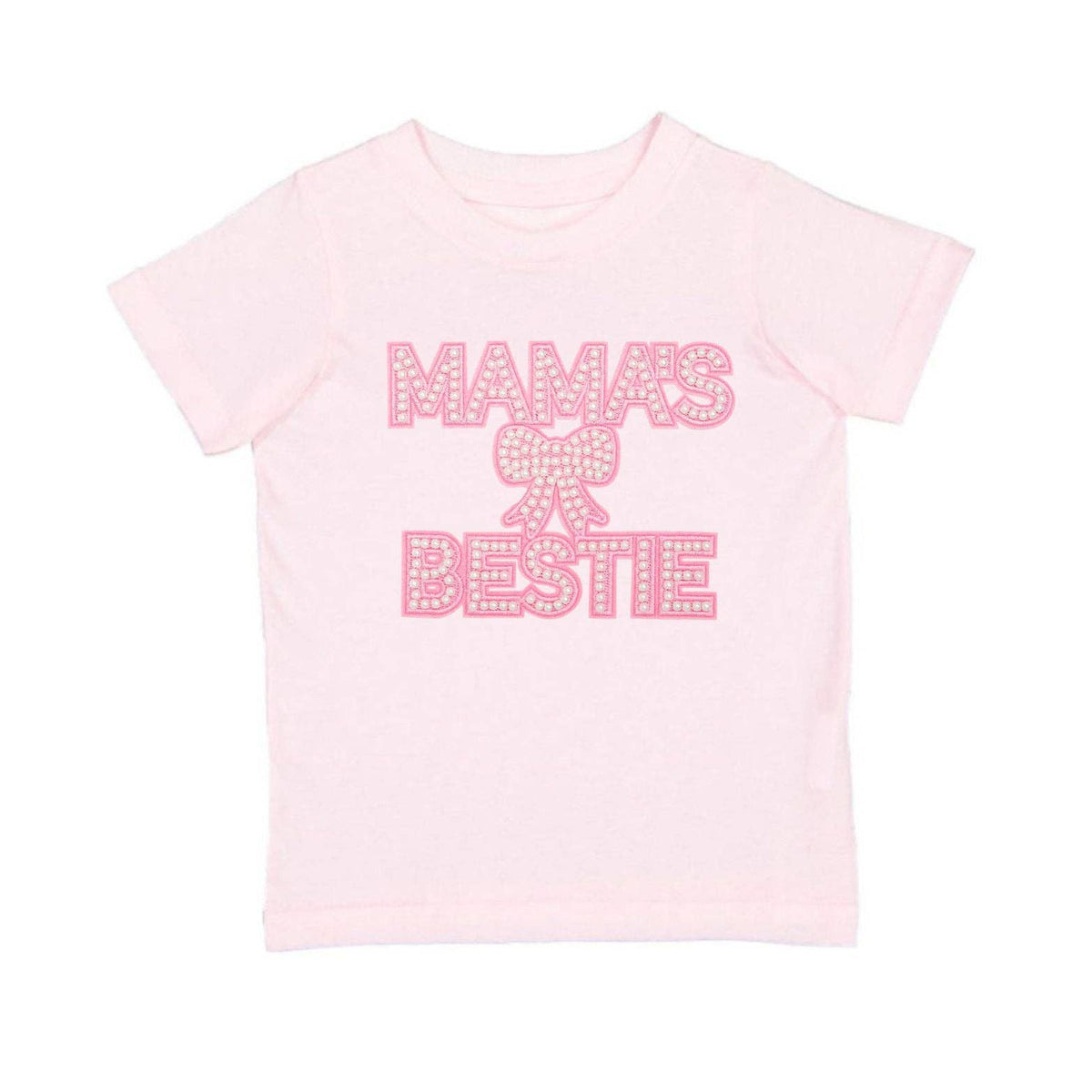 Mama's Bestie Pearl Patch Short Sleeve T-Shirt -Mother's Day: 12-18M