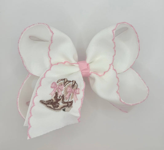 Cowgirl Boots Moonstitch Hairbow