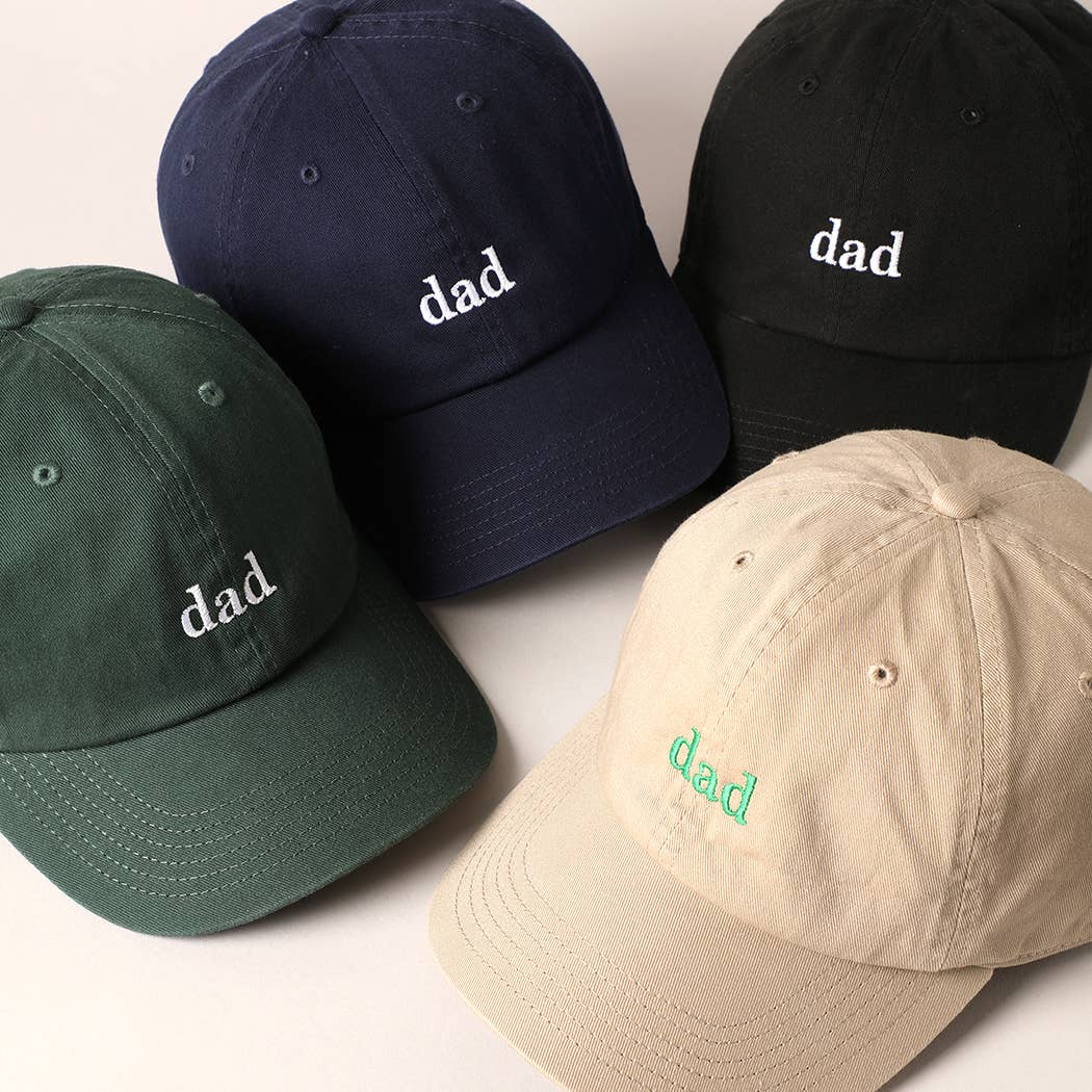 Father's Day Baseball Cap With Dad Text Embroidery Dark Green