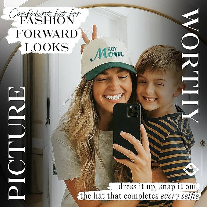 Boy Mom Hat- Green/Beige