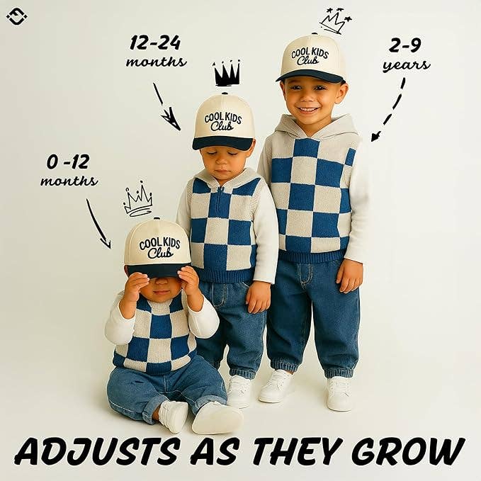 Kids/Baby Two Tone Vintage Cap - Cool Kids Club (Navy/Beige)