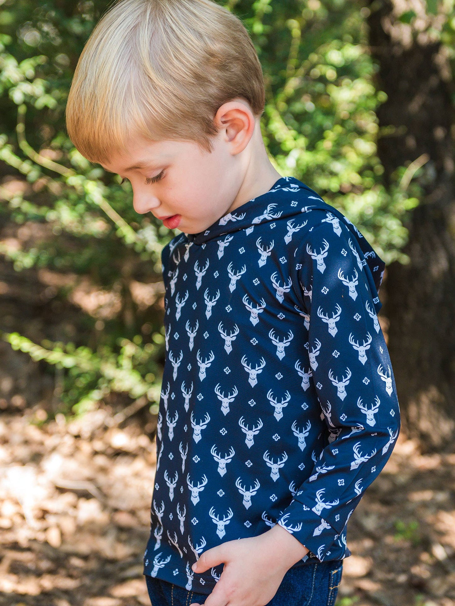 Boys Little Deer Lodge Knit Short Sleeve Navy Performance Polo