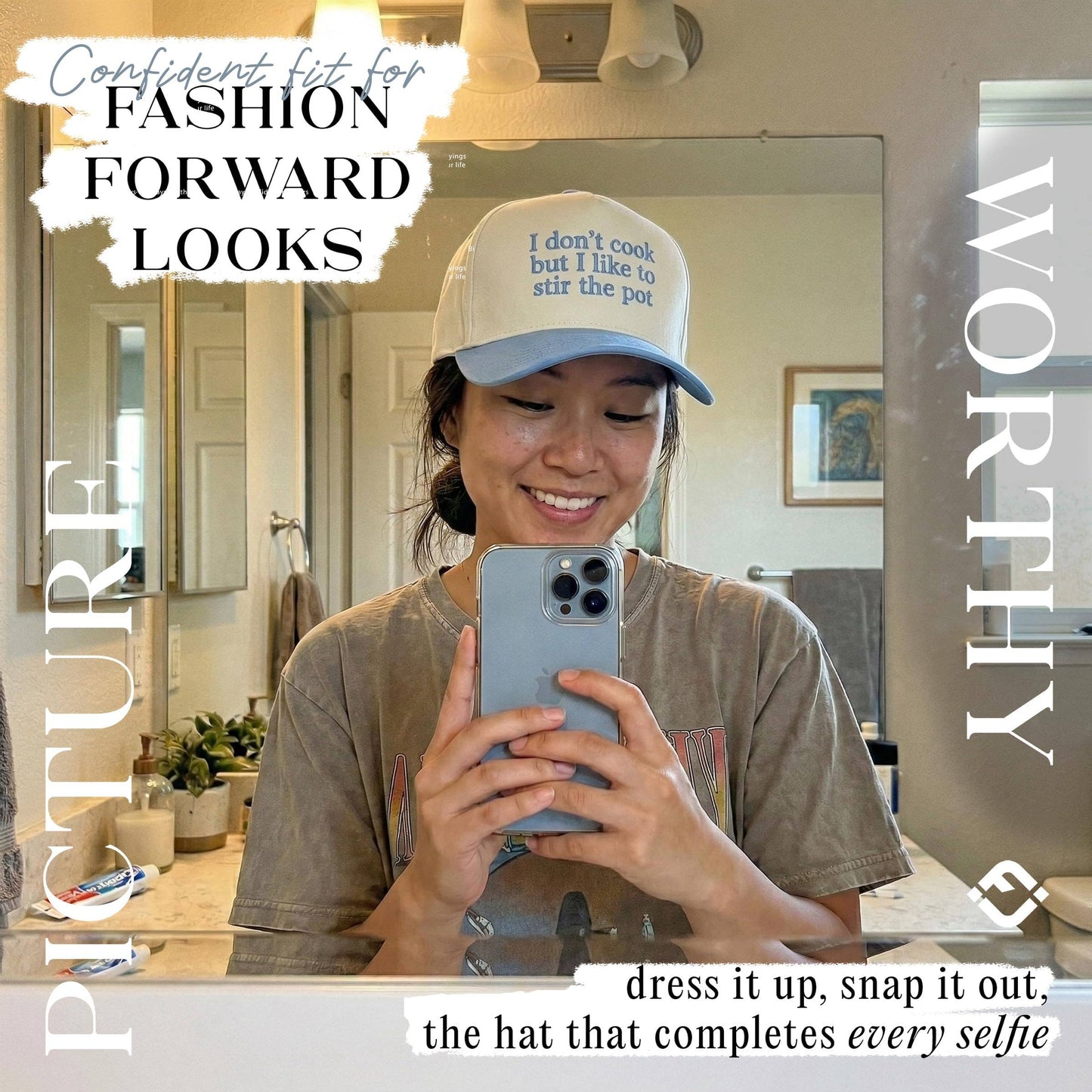 I Don’t Cook But I Like To Stir The Pot-Blue/Beige Hat