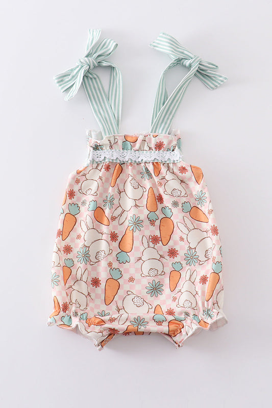 Easter Bunny & Carrot Girl Bubble Romper