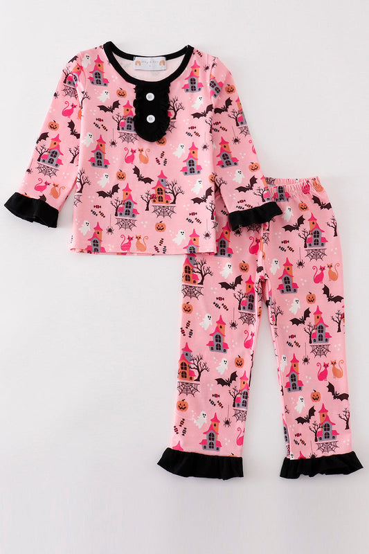 Pink Boo-tiful Girls Ruffled Pajama Set