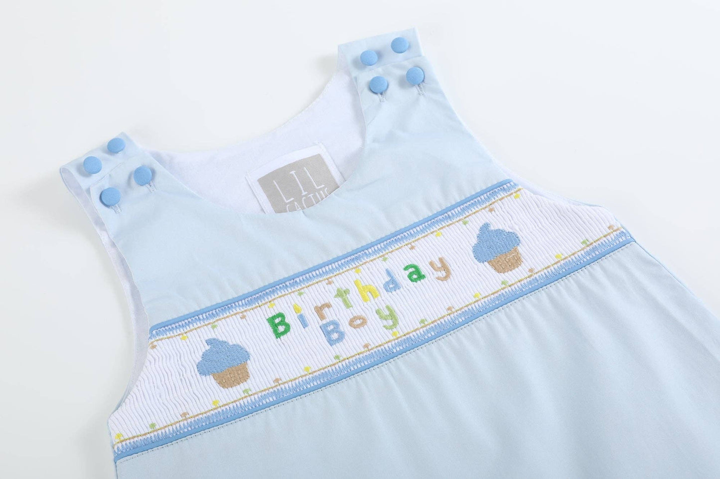 Blue Birthday Boy Smocked Overalls