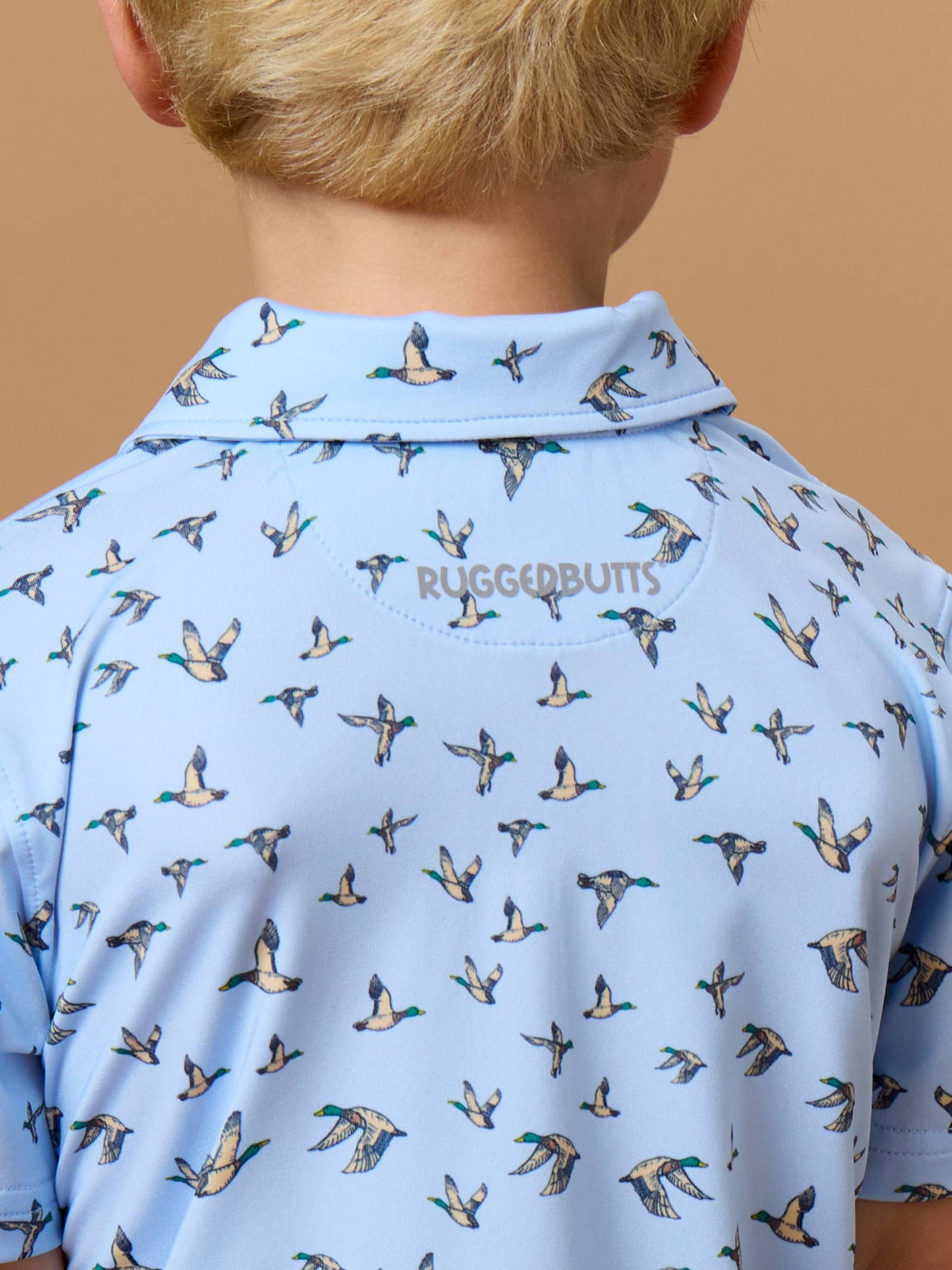 Boys Mallard Skies Blue Short Sleeve Performance Polo