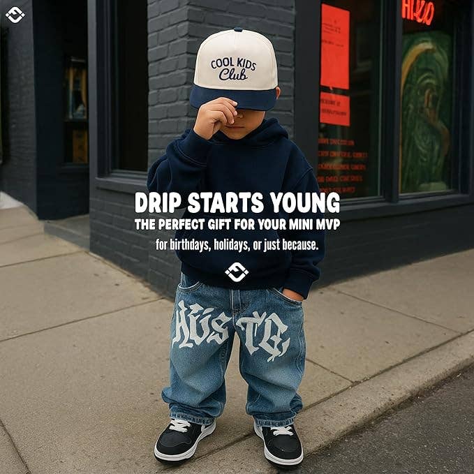Kids/Baby Two Tone Vintage Cap - Cool Kids Club (Navy/Beige)