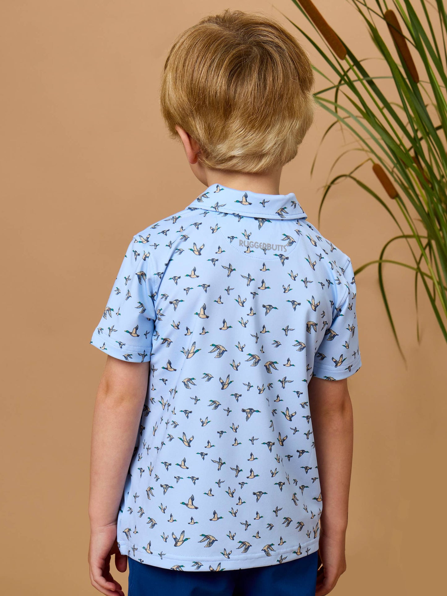 Boys Mallard Skies Blue Short Sleeve Performance Polo