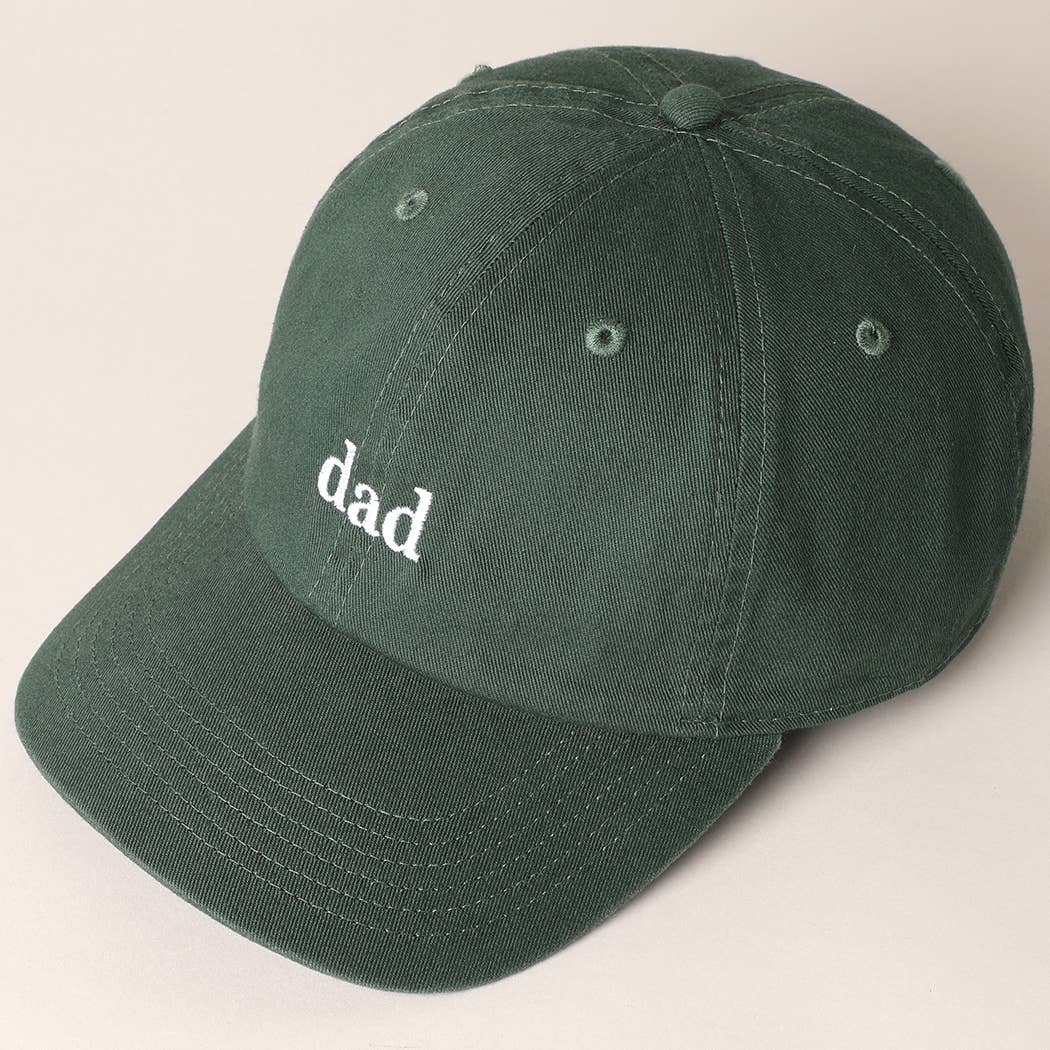 Father's Day Baseball Cap With Dad Text Embroidery Dark Green