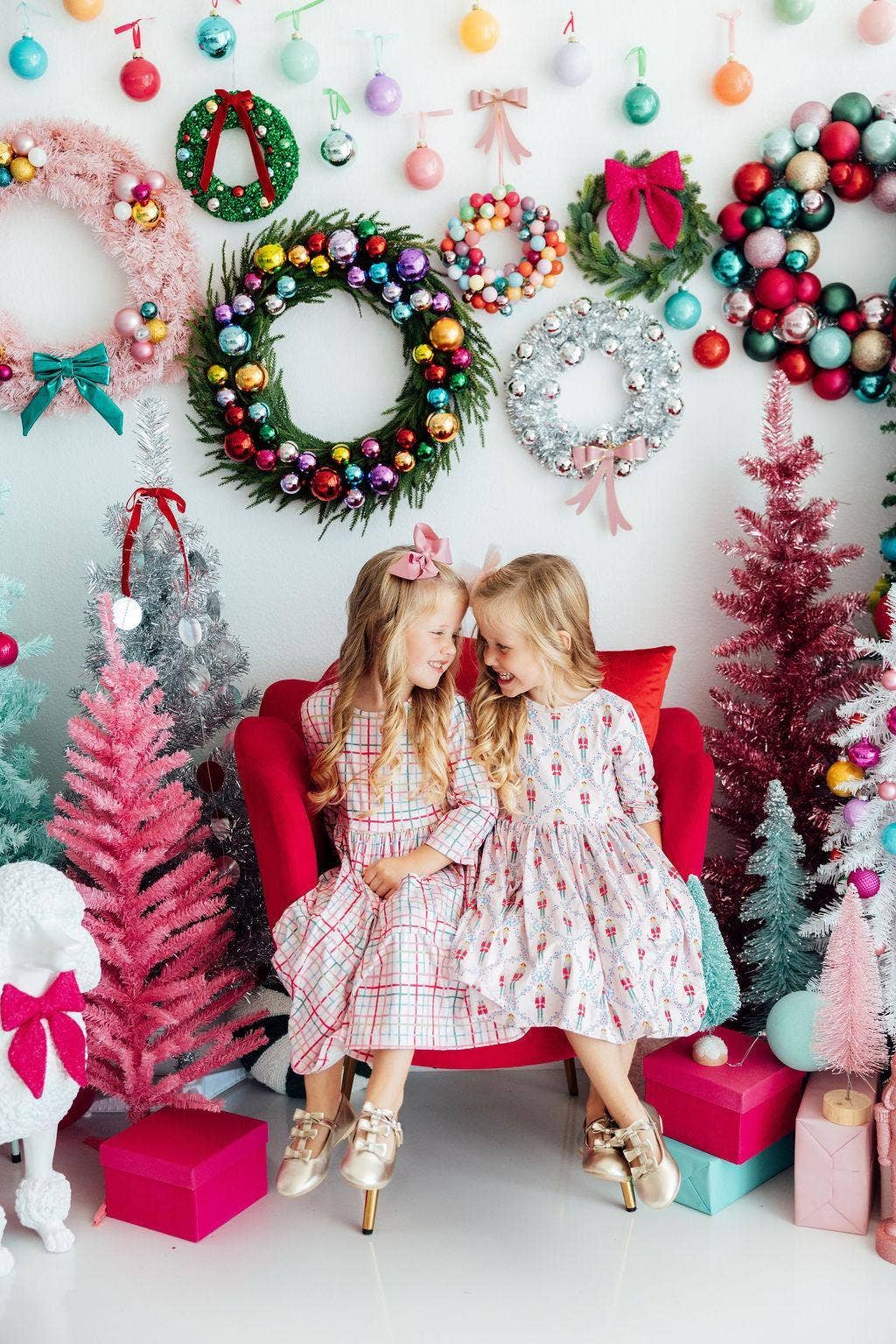 Pink Nutcracker 3/4 Sleeve Pocket Girls Twirl Dress