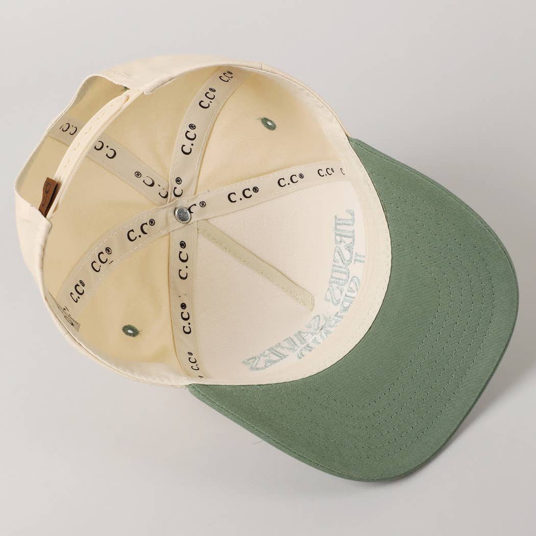 JESUS SAVES I SPEND Women's Embroidery Trucker Hat: Sage Green