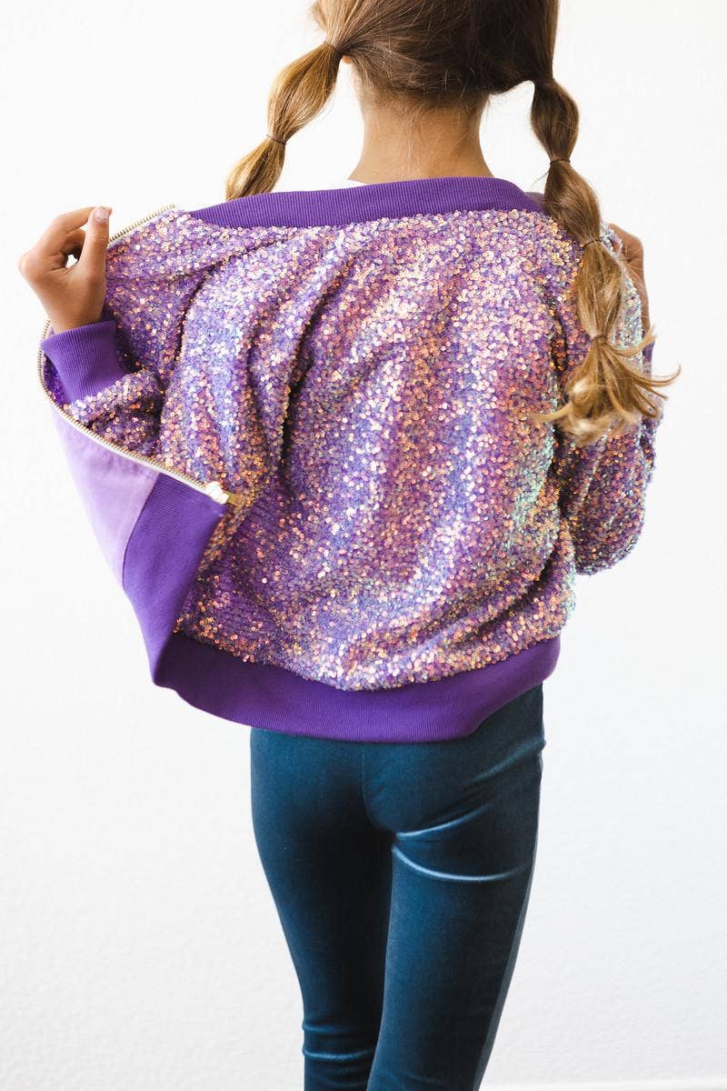 Girls Purple Sequin Jacket