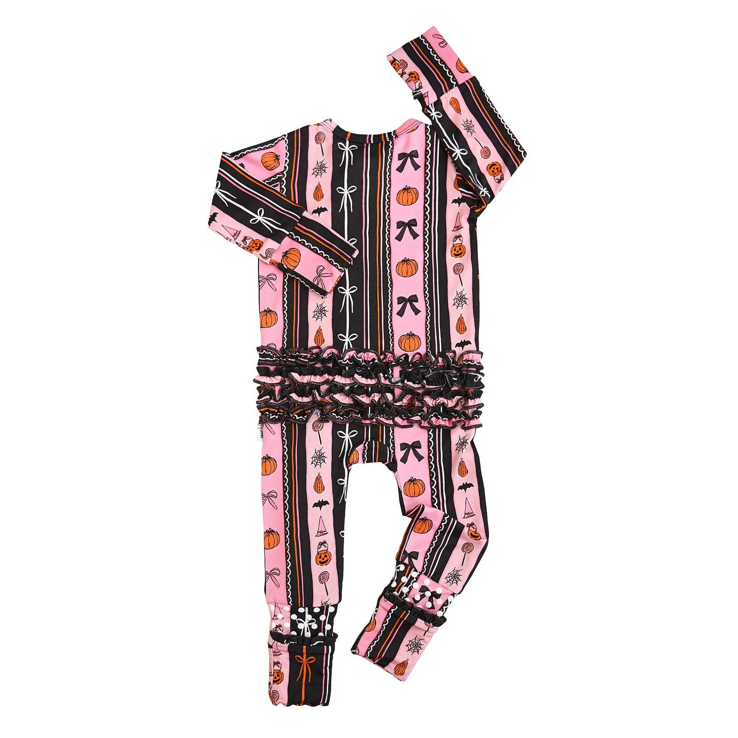 Ruffle Zippy Bamboo Halloween Pumpkins Baby Pajamas