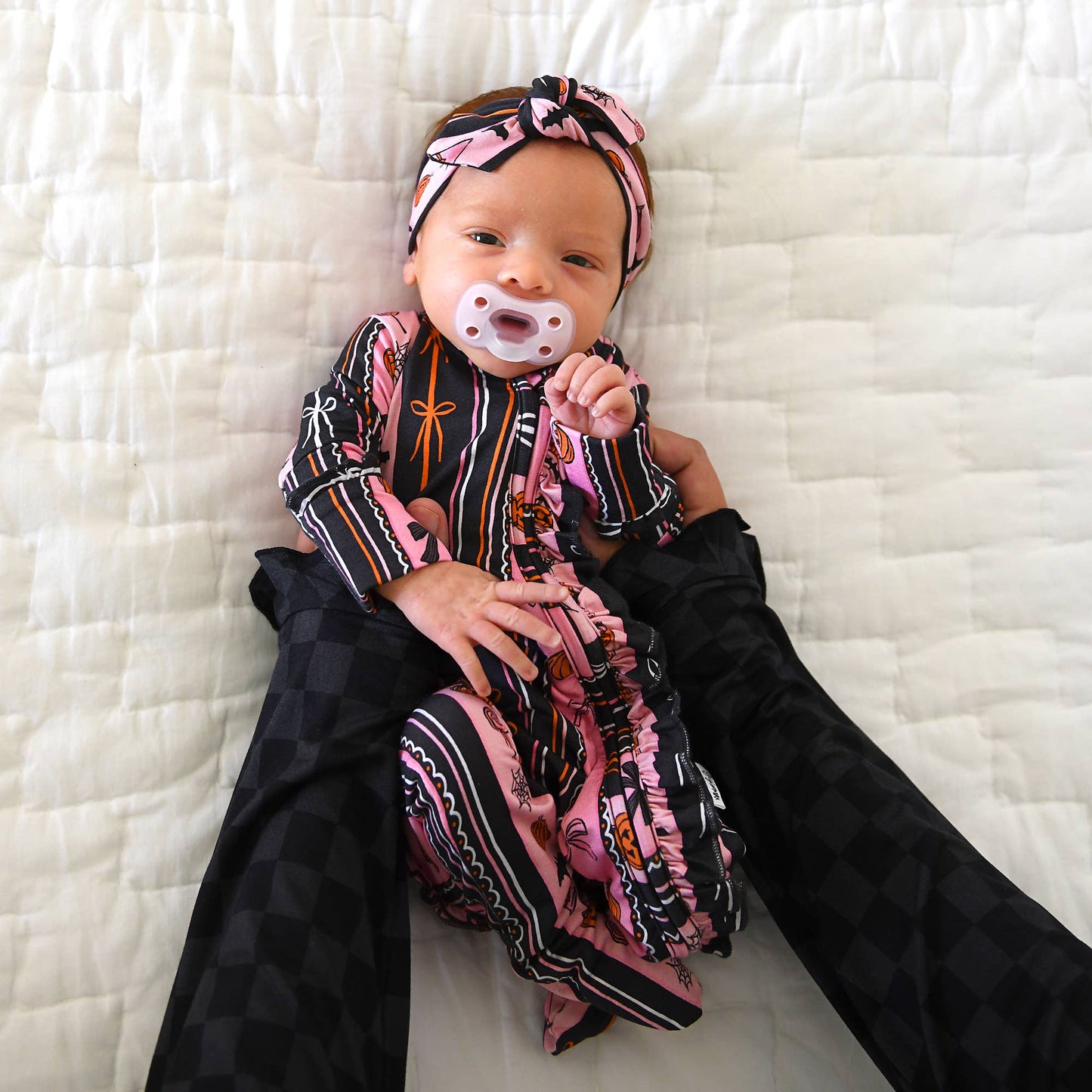 Ruffle Zippy Bamboo Halloween Pumpkins Baby Pajamas