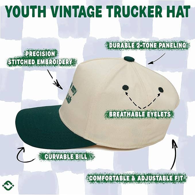 Baby 2-Tone Cap: Put It on My Papa's Tab (Green/Beige)