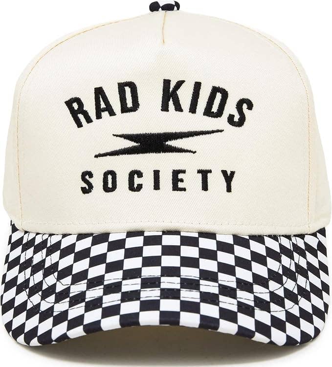 Kid/Baby 2-Tone Cap:  Rad Kids Society - Checker Print: Kids (2-9 Years)