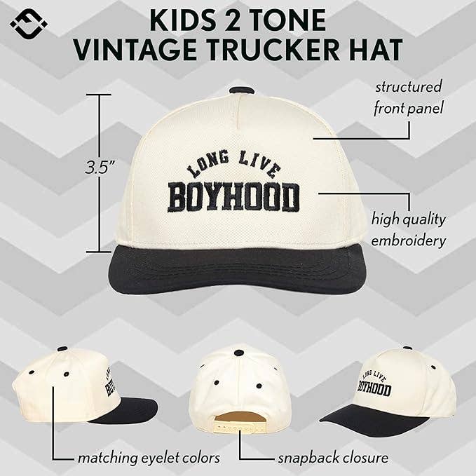 Long Live Boyhood - Kids Baseball style cap- Black & Beige