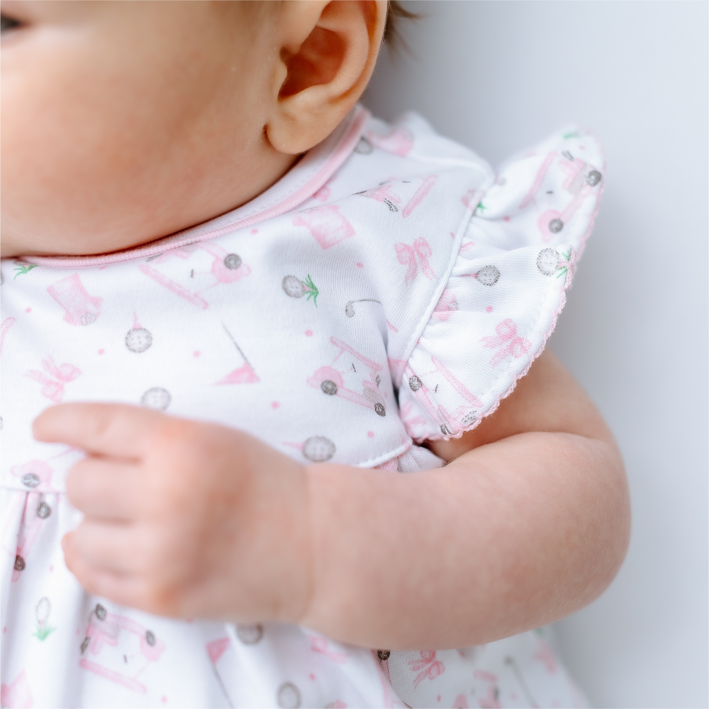 Little Golfer Pink Print Bubble Romper