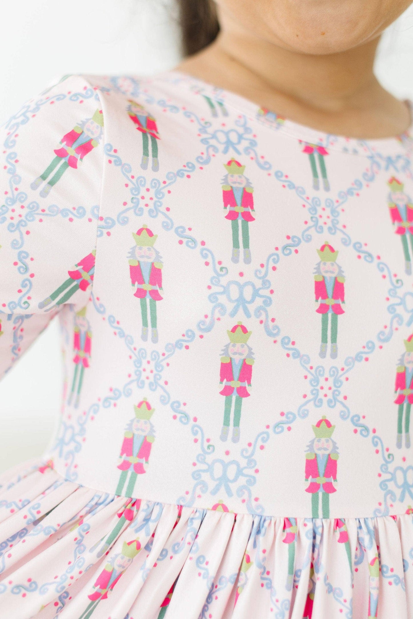 Pink Nutcracker 3/4 Sleeve Pocket Girls Twirl Dress