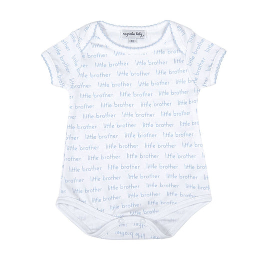 Little Brother Print Blue and White Bodysuit