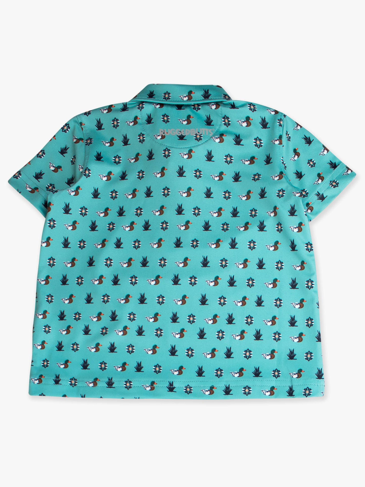 Boys Dapper Ducks Knit Short Sleeve Blue Performance Polo