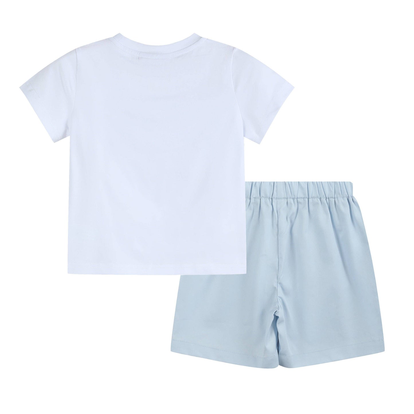 Light Blue Shorts and White Crosses Shirt Boys Set